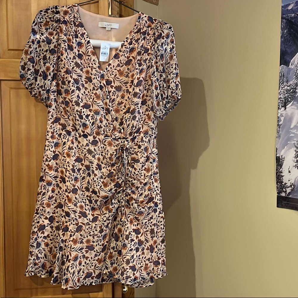 Floral Print Dress with Tie Belt